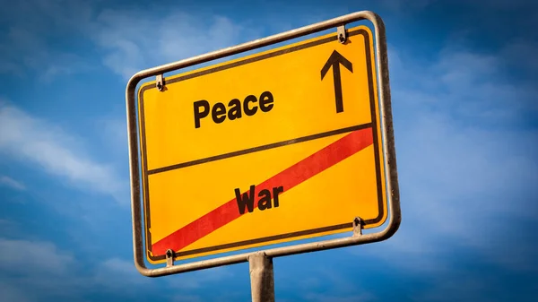 Straßenschild Weist Den Weg Richtung Frieden Krieg — Stockfoto