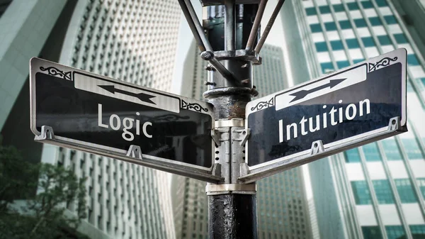 Ulice Podepsat Směr Intuice Logika — Stock fotografie