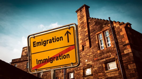 Street Sign Direction Way Emigration Immigration — Stock Photo, Image