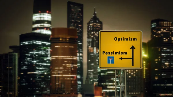 Rua Assine Direção Caminho Para Otimismo Pessimismo — Fotografia de Stock