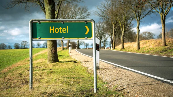 Straßenschild Wegbeschreibung Zum Hotel — Stockfoto