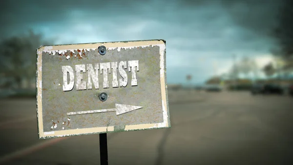 Δρόμος Πινακίδα Την Κατεύθυνση Προς Τον Οδοντίατρο — Φωτογραφία Αρχείου