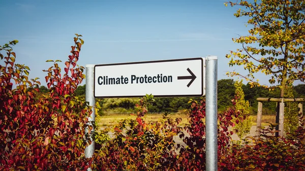 Straat Teken Richting Van Klimaatbescherming — Stockfoto