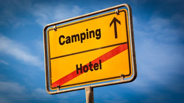 Calle Señale Dirección Camino Camping Hotel — Foto de Stock