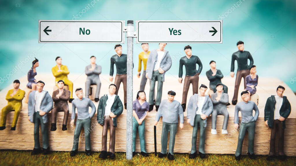 Street Sign the Direction Way to Yes versus No