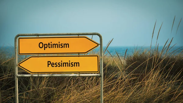 Straßenschild Weist Den Weg Zum Optimismus Pessimismus — Stockfoto