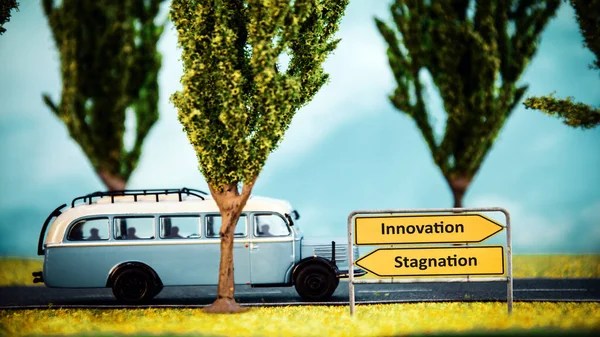 Street Sign Direction Way Innovation Stagnation — Stock Photo, Image