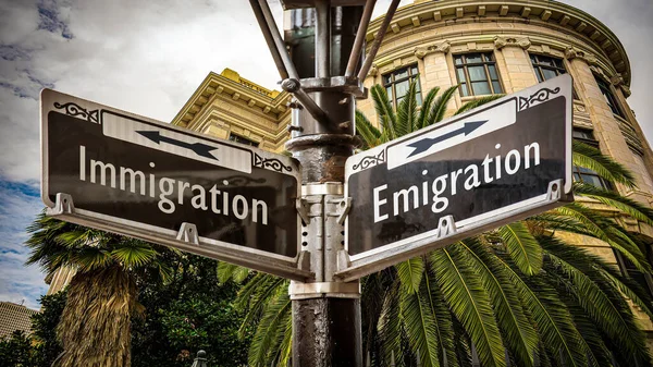 Rua Assine Caminho Direção Para Emigração Imigração — Fotografia de Stock