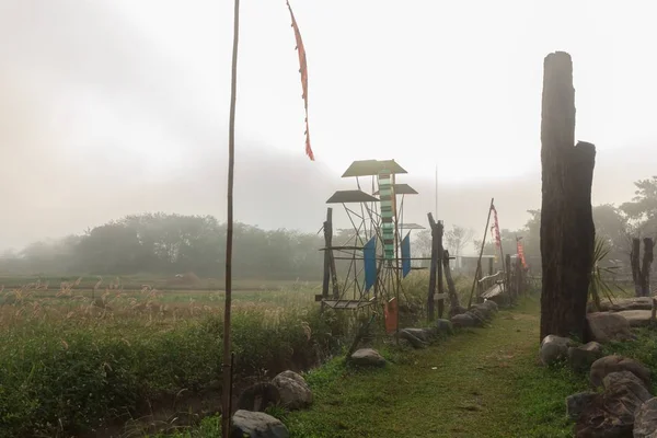 Windmill Turbine Morning Mist — Stock Photo, Image