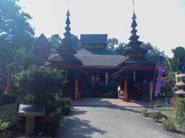 Magnifique Temple Bois Thaïlande — Photo