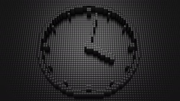 盒子形成了一个时钟 黑色背景 — 图库视频影像