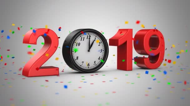 New Year 2019 Gray Background Alpha Matte Created Animation — Stock Video
