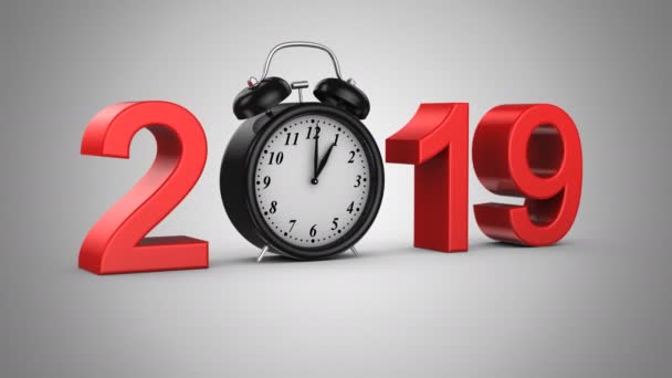 New Year 2019 Gray Background Alpha Matte Created Animation — Stock Video