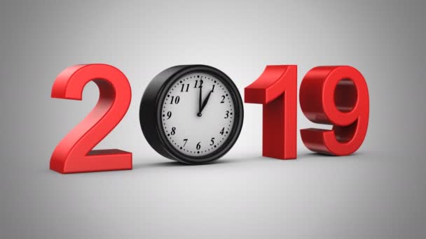 Capodanno 2019 Sfondo Grigio Alfa Opaco Creato Animazione — Video Stock