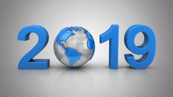 Νέο Έτος 2019 Γκρι Φόντο Βρόχο 226 450Η Καρέ Άλφα — Αρχείο Βίντεο