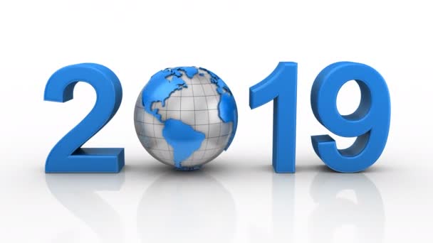 Yeni Yıl 2019 Beyaz Arka Plan Döngü 226 450Th Çerçeveler — Stok video