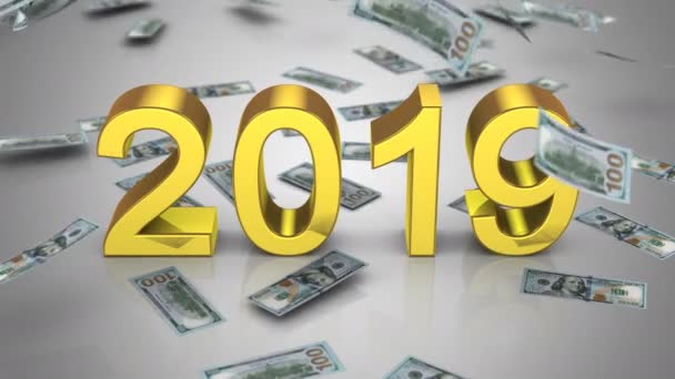 Yeni Yıl 2019 Gri Arka Planı Alfa Mat Oluşturulan Animasyon — Stok video