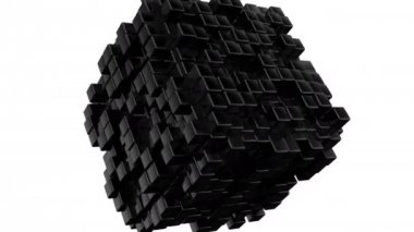 Kutuları bir küp oluşturur. Arka plan, 2 1, döngü, Alfa mat, oluşturulan 4k, 3d animasyon