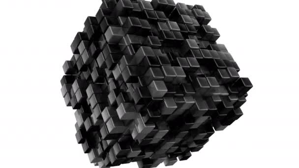 Boxes Form Cube Abstract Background Loop Alpha Matte Created Animation — Stock Video