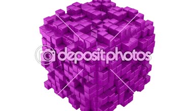 Kutuları bir küp oluşturur. Arka plan, 2 1, döngü, Alfa mat, oluşturulan 4k, 3d animasyon