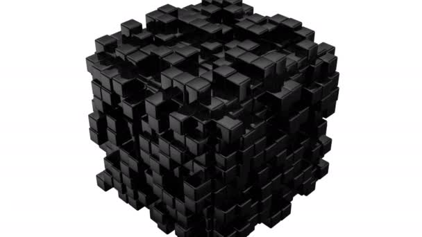 Boxes Form Cube Abstract Background Loop Alpha Matte Created Animation — Stock Video