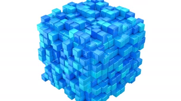 Boxes Form Cube Abstract Background Loop Alpha Matte Created Animation — Stock Video