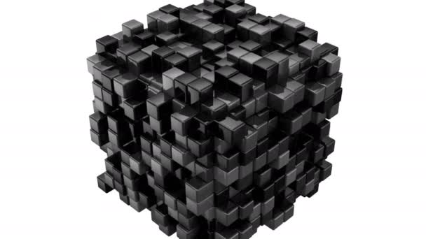 Cajas Forman Cubo Fondo Abstracto Bucle Alfa Mate Creado Animación — Vídeo de stock