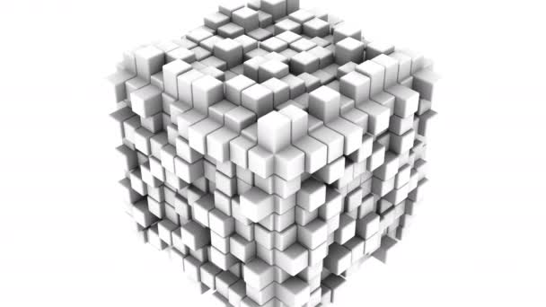 Коробки Утворюють Куб Абстрактний Фон Петля Альфа Матовий Створений Анімація — стокове відео