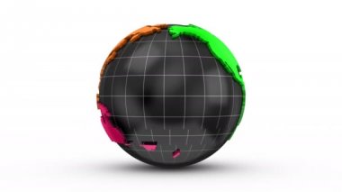 Kademeli rotasyon toprak. Beyaz arka plan, 4 k içinde oluşturulan 2 1, döngü (151-600 kare), Alfa mat, 3d animasyon