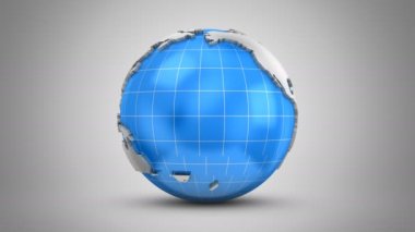 Kademeli rotasyon toprak. Gri arka plan, 4 k içinde oluşturulan 2 1, döngü (151-600 kare), Alfa mat, 3d animasyon