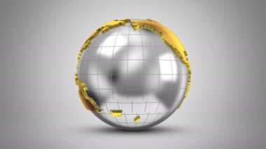 Kademeli rotasyon toprak. Gri arka plan, 4 k içinde oluşturulan 2 1, döngü (151-600 kare), Alfa mat, 3d animasyon