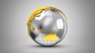 Kademeli rotasyon toprak. 4 k içinde oluşturulan gri arka plan, 2 1, döngü, Alfa mat, 3d animasyon