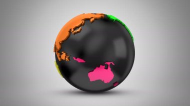 Kademeli rotasyon toprak. 4 k içinde oluşturulan gri arka plan, 2 1, döngü, Alfa mat, 3d animasyon