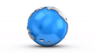 Kademeli rotasyon toprak. Beyaz arka plan, 4 k içinde oluşturulan 2 1, döngü (151-600 kare), Alfa mat, 3d animasyon