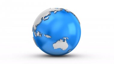 Kademeli rotasyon toprak. 4 k içinde oluşturulan beyaz arka plan, 2 1, döngü, Alfa mat, 3d animasyon