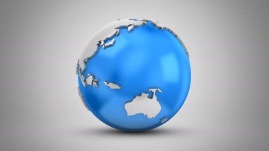 Kademeli rotasyon toprak. 4 k içinde oluşturulan gri arka plan, 2 1, döngü, Alfa mat, 3d animasyon