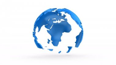 Kademeli rotasyon toprak. Beyaz arka plan, 4 k içinde oluşturulan 2 1, döngü (151-600 kare), Alfa mat, 3d animasyon