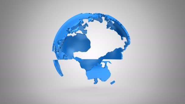 Stufenweise Rotation Der Erde Grauer Hintergrund Loop Erstellt Alphamatt Animation — Stockvideo