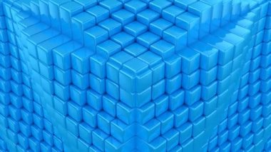 Kutuları bir küp oluşturur. Soyut arka plan, 2 1, döngü, 4 k, oluşturulan 3d animasyon
