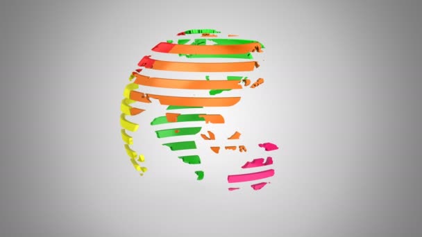 地球の回転 灰色背景 ループ で作成された アニメーション アルファ マット — ストック動画