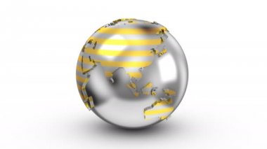 Dünya'nın dönme. 4 k içinde oluşturulan beyaz arka plan, 2 1, döngü, Alfa mat, 3d animasyon