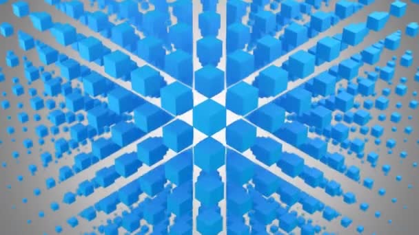 Des boîtes formaient une vague dans l'espace. Fond abstrait, 2 en 1, alpha mat, boucle, créé en 4K, animation 3d 