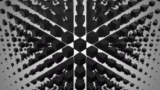 Des boîtes formaient une vague dans l'espace. Fond abstrait, 2 en 1, alpha mat, boucle, créé en 4K, animation 3d 