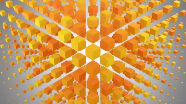 Des boîtes formaient une vague dans l'espace. Fond abstrait, 2 en 1, alpha mat, boucle, créé en 4K, animation 3d 