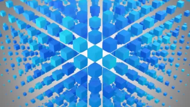 Des boîtes formaient une vague dans l'espace. Fond abstrait, 2 en 1, alpha mat, boucle, créé en 4K, animation 3d 