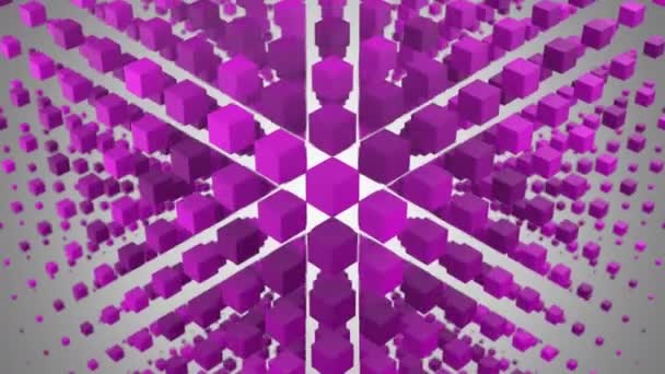 Des boîtes formaient une vague dans l'espace. Fond abstrait, 2 en 1, alpha mat, boucle, créé en 4K, animation 3d 