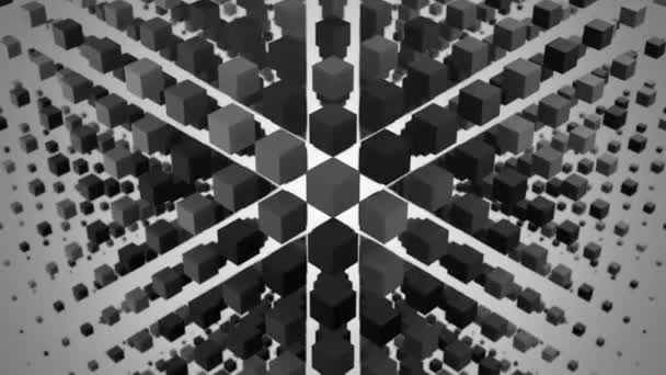 Des boîtes formaient une vague dans l'espace. Fond abstrait, 2 en 1, alpha mat, boucle, créé en 4K, animation 3d 