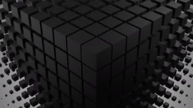 Kutuları bir dalga olarak alan kurdu. Soyut arka plan, 2 1, Alfa mat, döngü, 4 k, oluşturulan 3d animasyon