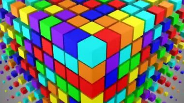 Kutuları bir dalga olarak alan kurdu. Soyut arka plan, 2 1, Alfa mat, döngü, 4 k, oluşturulan 3d animasyon