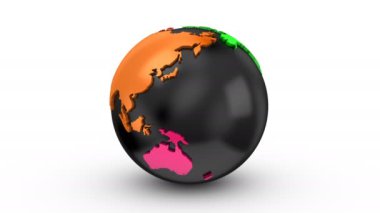 Kademeli rotasyon toprak. Beyaz arka plan, 4 k içinde oluşturulan 2 1, döngü (151-600 kare), Alfa mat, 3d animasyon